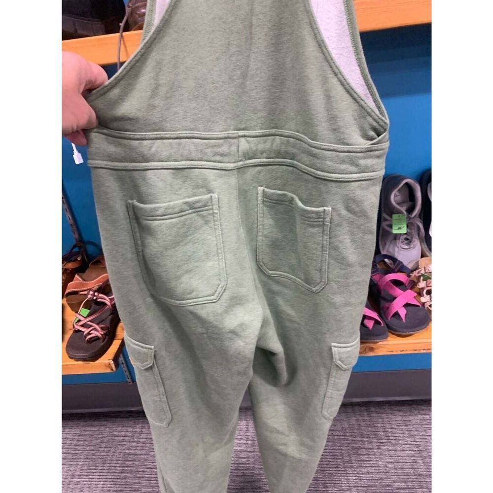 Duluth Trading Co Women's Souped-Up Sweats Fleece Lined Overalls in Heather Gree - Picture 4 of 6